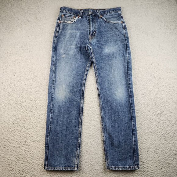 Levi's 505 Jeans Men's 32x32 Straight Leg Regular Fit Blue Denim Pants Good Fade - Picture 1 of 12